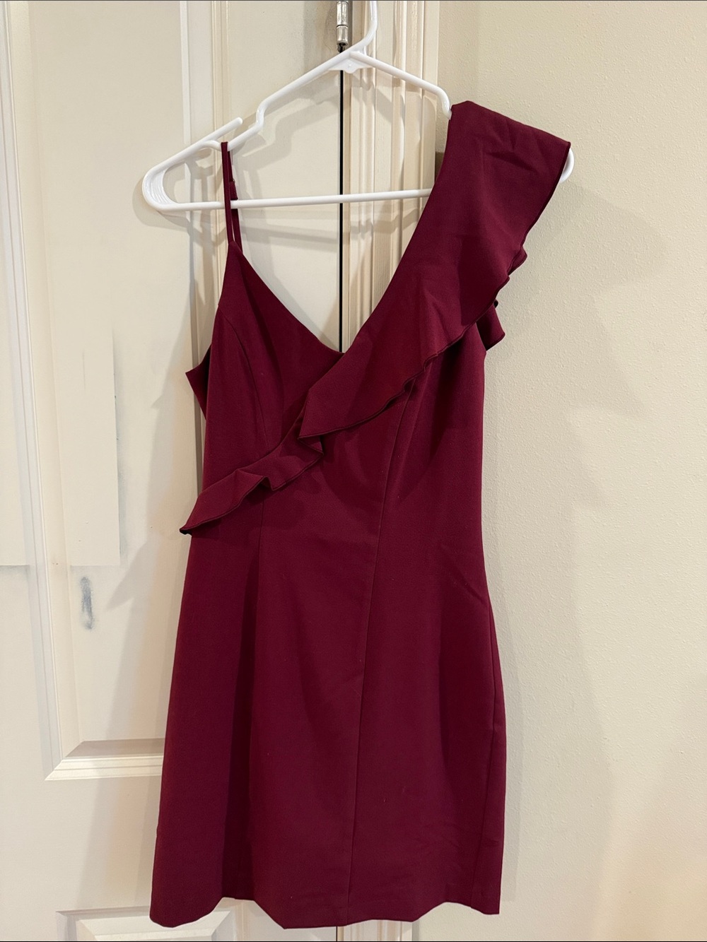 Ruffle Mini Dress in Burgundy